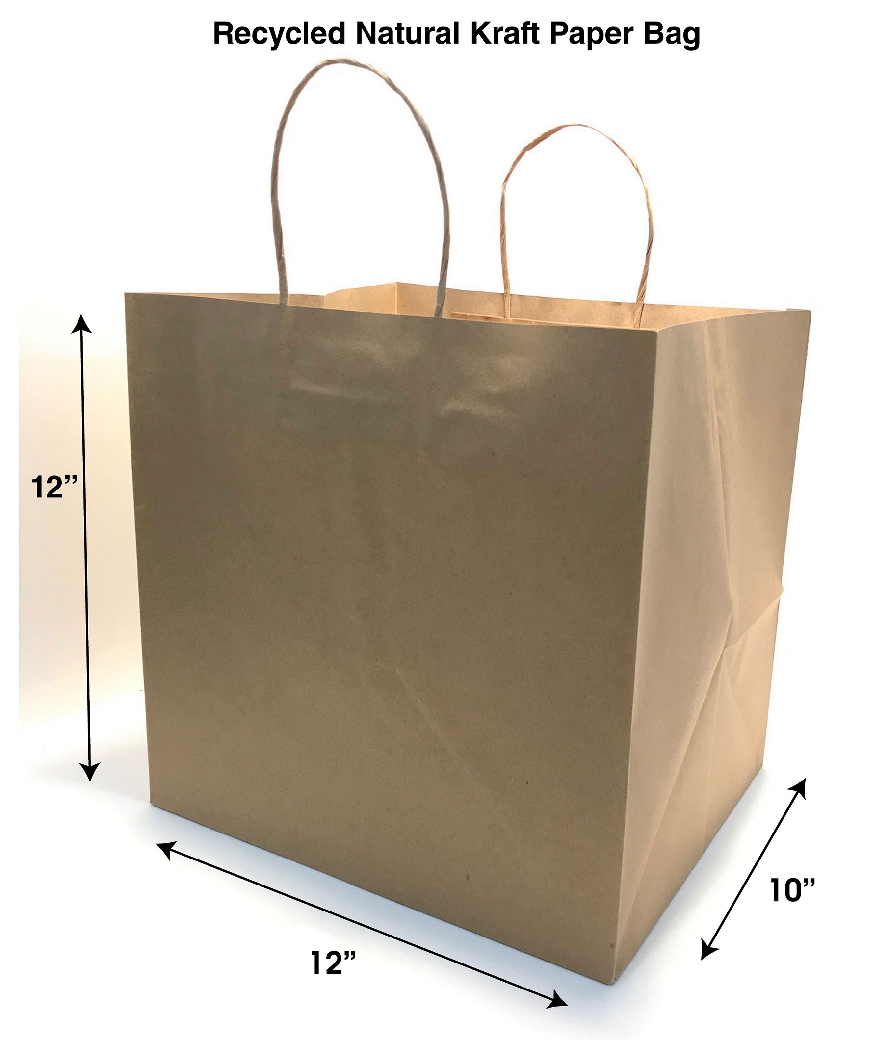 Food Service - 12 x 10 x 12 Recycled Paper Shopping Bag - ZT Packaging